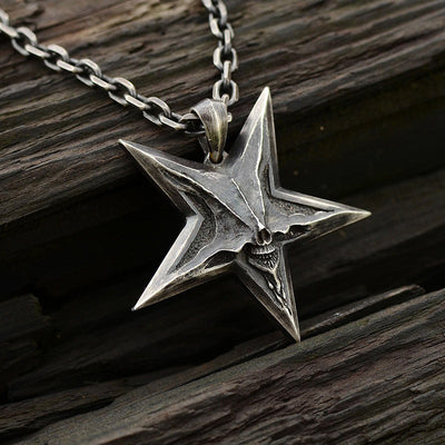Vintage Pentagram Starfish Skull Necklace