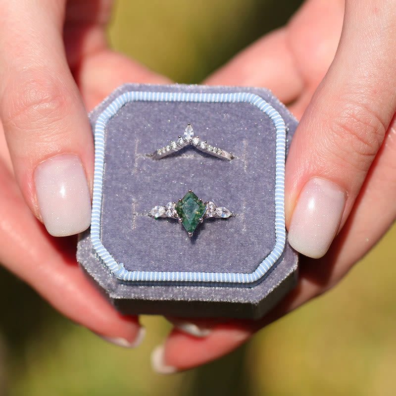 FREE Today: "Sense Of Tranquillity" 2 Pcs Natural Moss Agate Ring Set - image 4