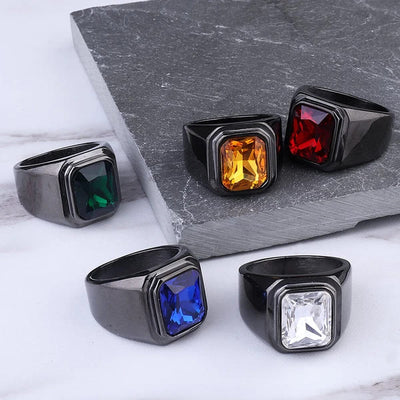 Men's Stainless Steel Gemstone Ring