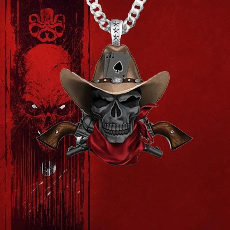 Western Cowboy Skull Stainless Steel Necklace