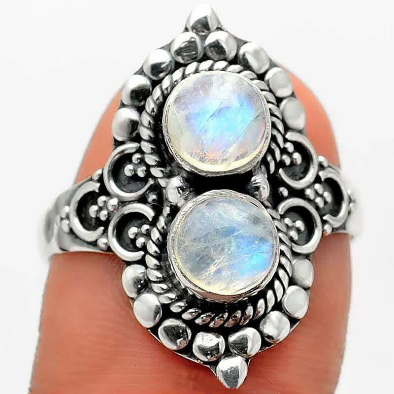 Olivenorma "Peace Source" - Double Moonstone Ring