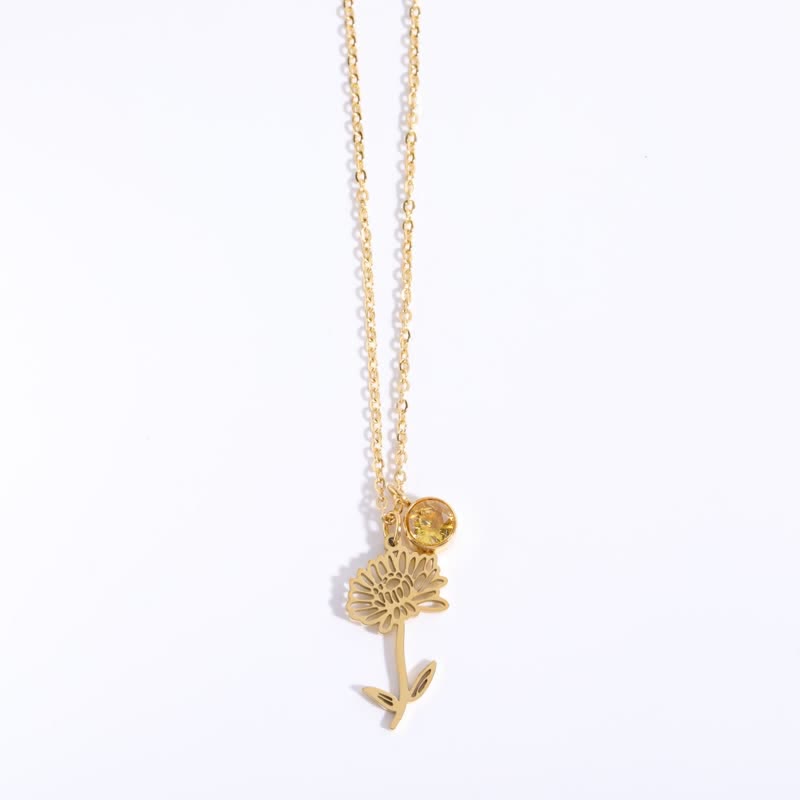 Olivenorma Carved Three-Dimensional Birth Flower Necklace