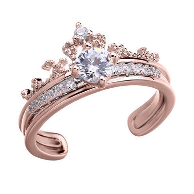 Fashion Two in one Micro-inlaid zircon Crown Ring