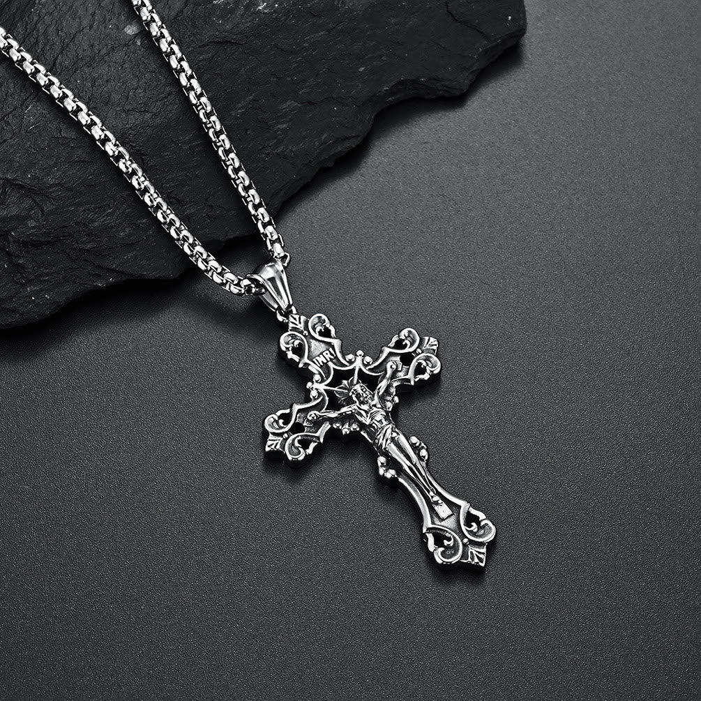 Men's Stainless Steel Gothic Jesus Christ Cross Necklace