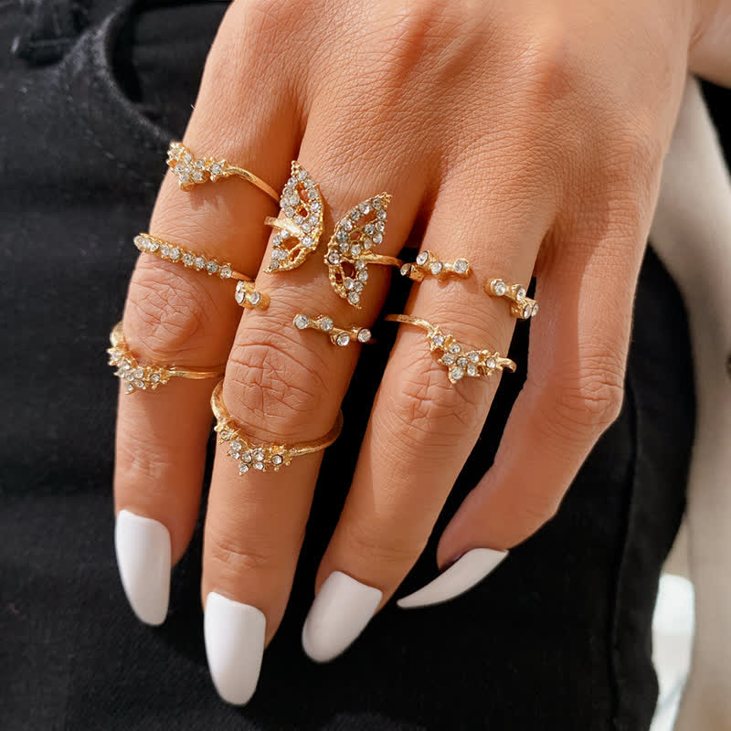 10Pcs Women's Bohemian Geometric Ring Set - #30 - image 30