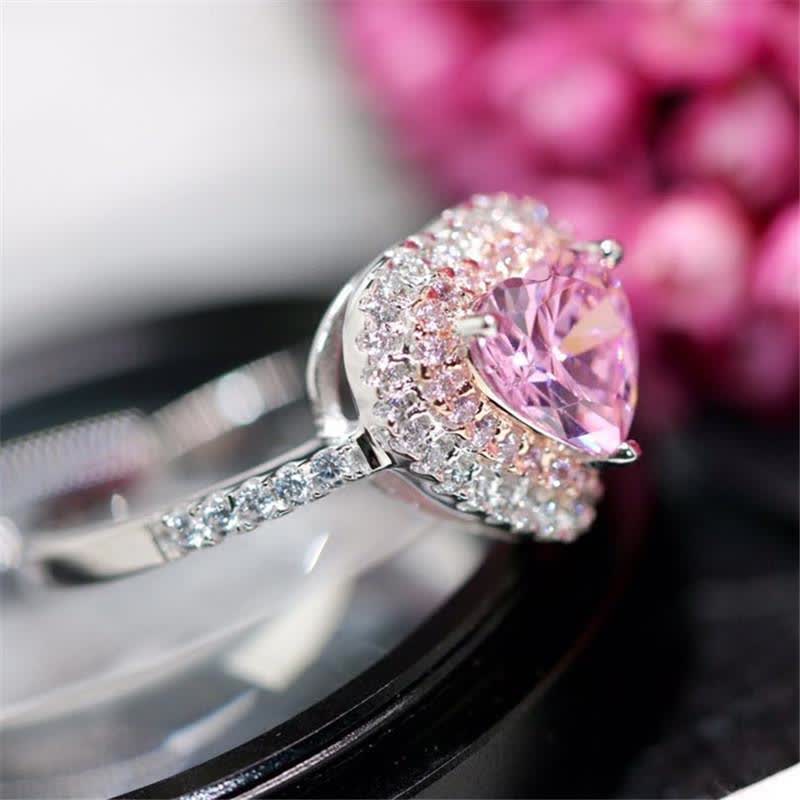 Women's Stunning Pink Heart Ring