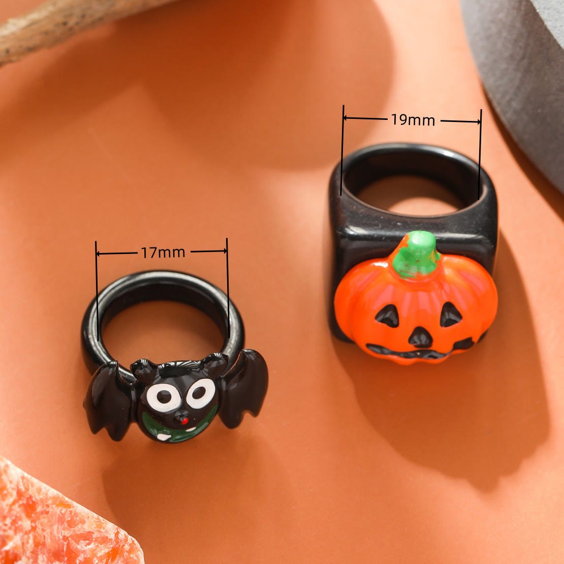 Pumpkin Bat Funny Acrylic Ring