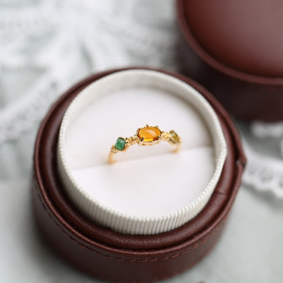 Olivenorma Retro Dainty Amber Gemstone Ring