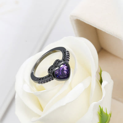 “To Meet" - Retro Black Heart Amethyst Ring