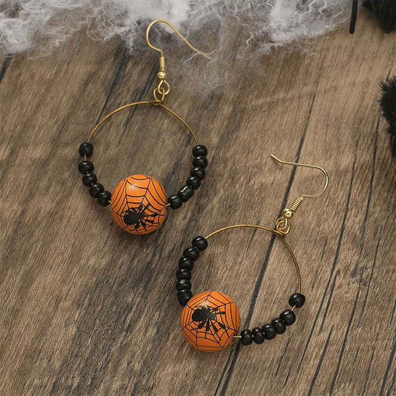 "Funny Goast" -  Pumpkin Spider Halloween Earrings