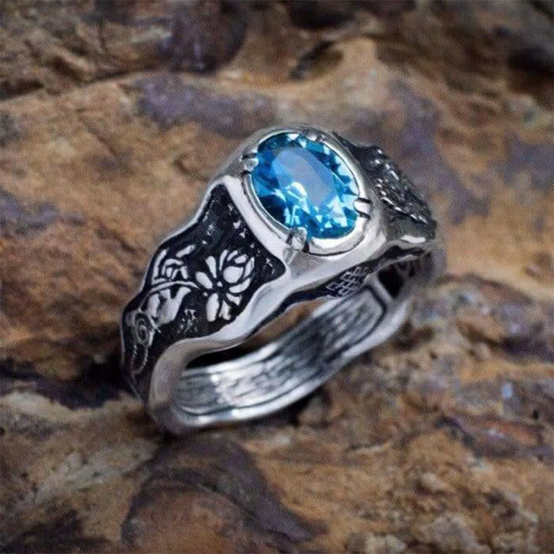 Olivenorma Buddhi Mudra - Swiss Blue Topaz Ring