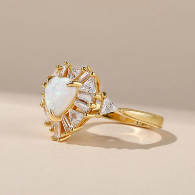 "Sparkles Heart" Opal Sterling Silver Ring