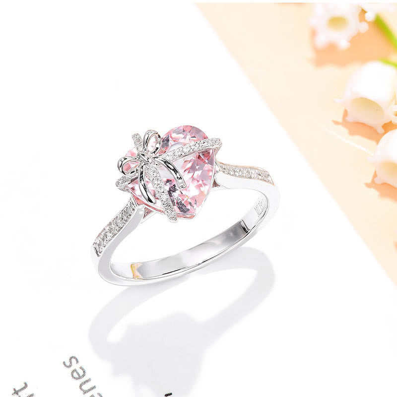 "Give you my heart"-Heart-Shaped Zircon Ring