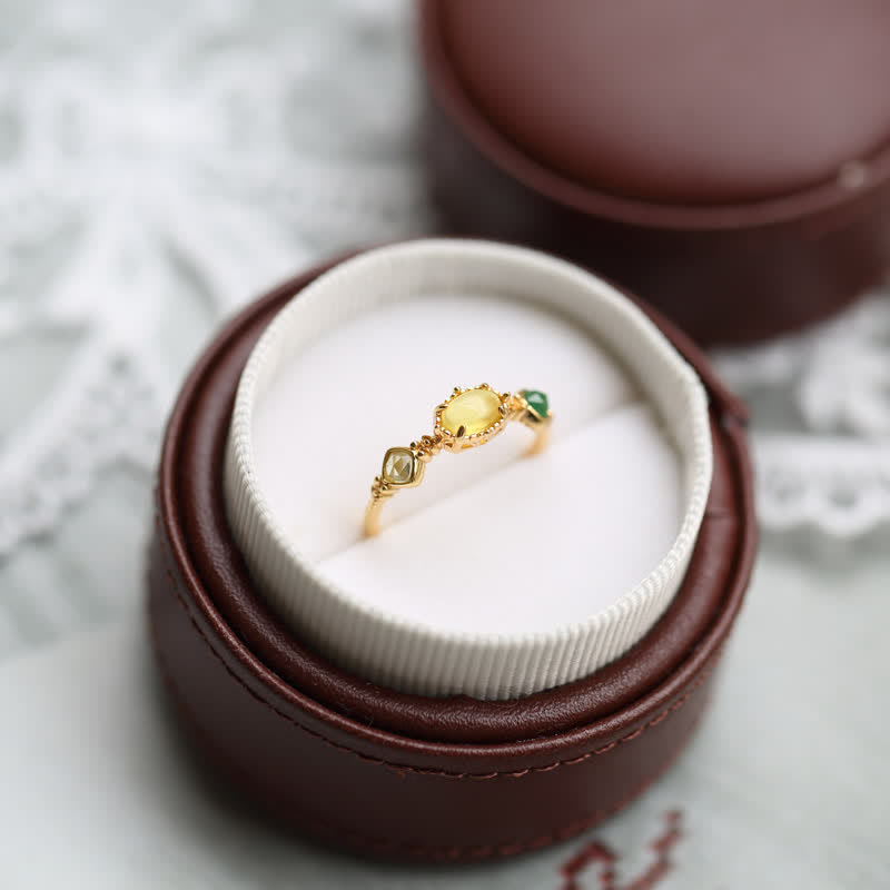 Olivenorma Retro Dainty Amber Gemstone Ring