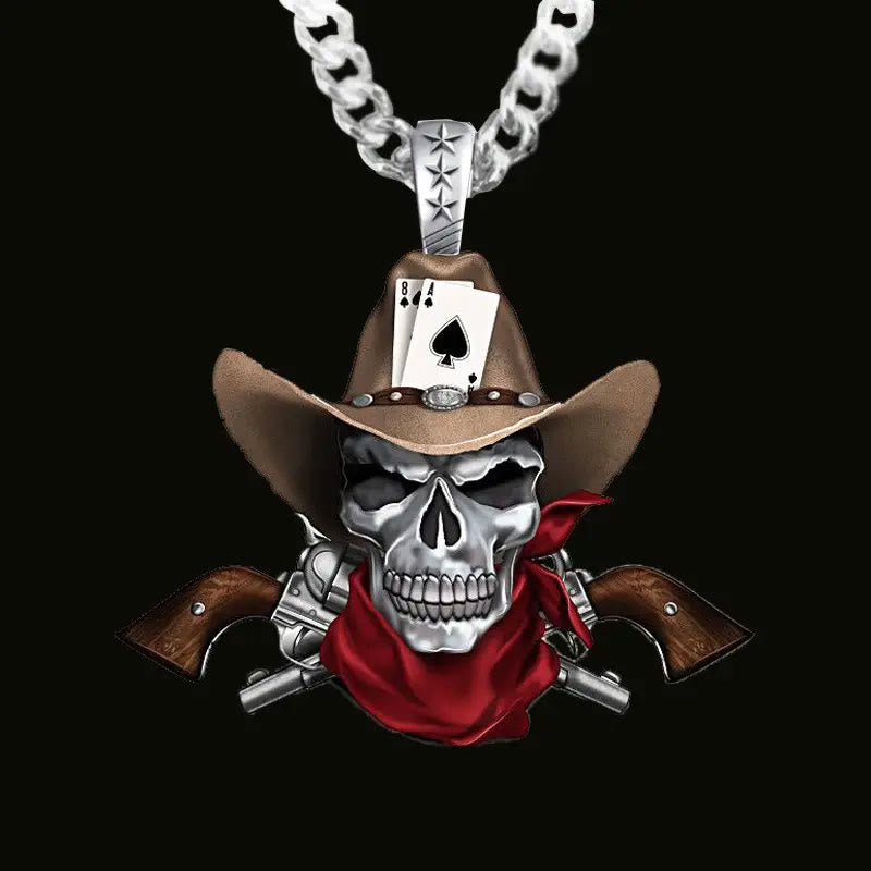 Western Cowboy Skull Stainless Steel Necklace