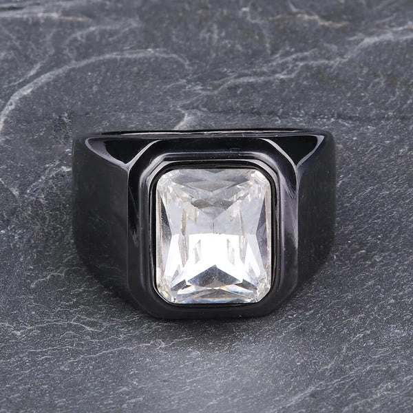 Men's Stainless Steel Gemstone Ring