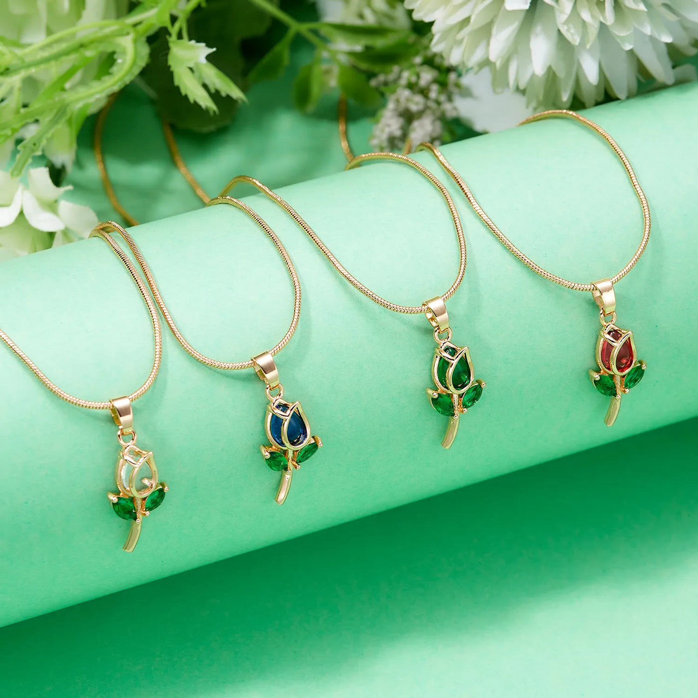 Fashion Colorful Zircon Tulip Necklace