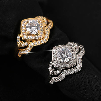 Square Rhombus White Zircon Ring