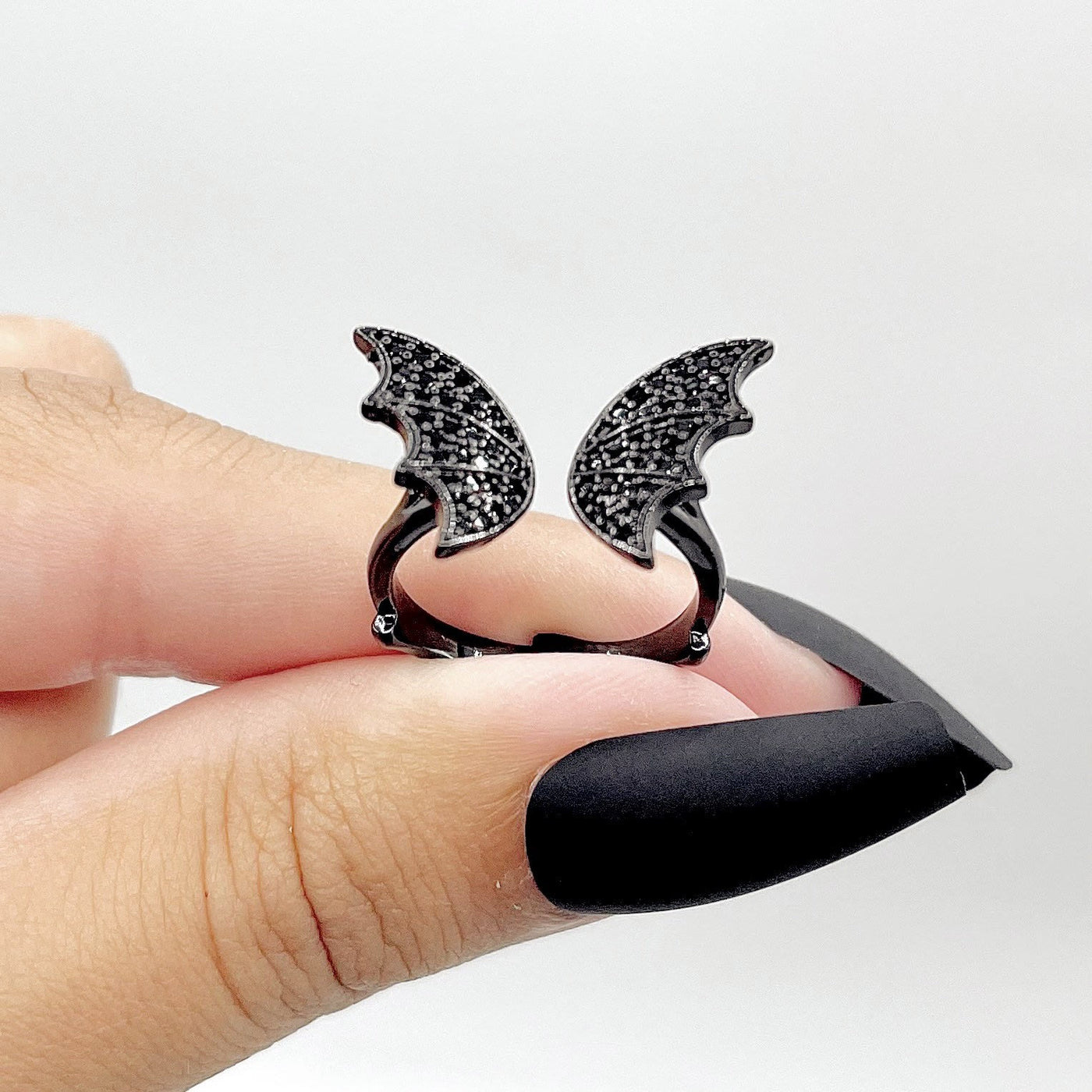 Black Bat Wings Ring