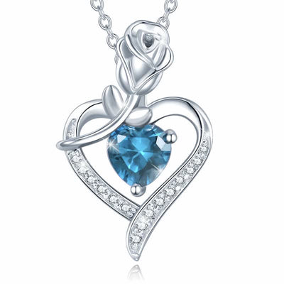 Women's Rose Birthstone Heart Neckalce