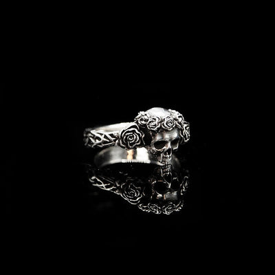 Men's Gothic Black Rose Skull Ring