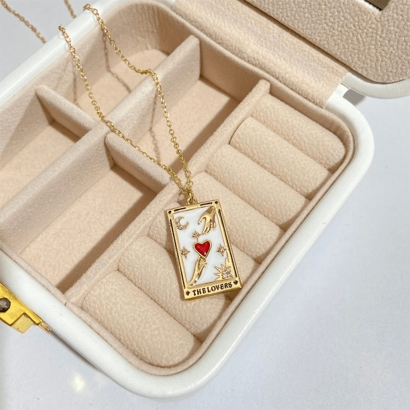 The Lovers Tarot Card Heart Necklace