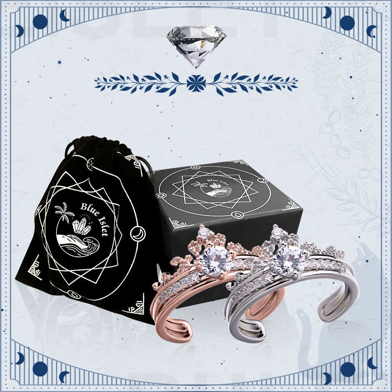 Fashion Two in one Micro-inlaid zircon Crown Ring