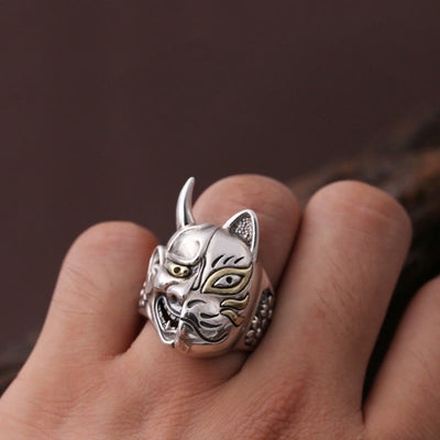 Devil Half Face Skeleton Prajna Ghost Ring