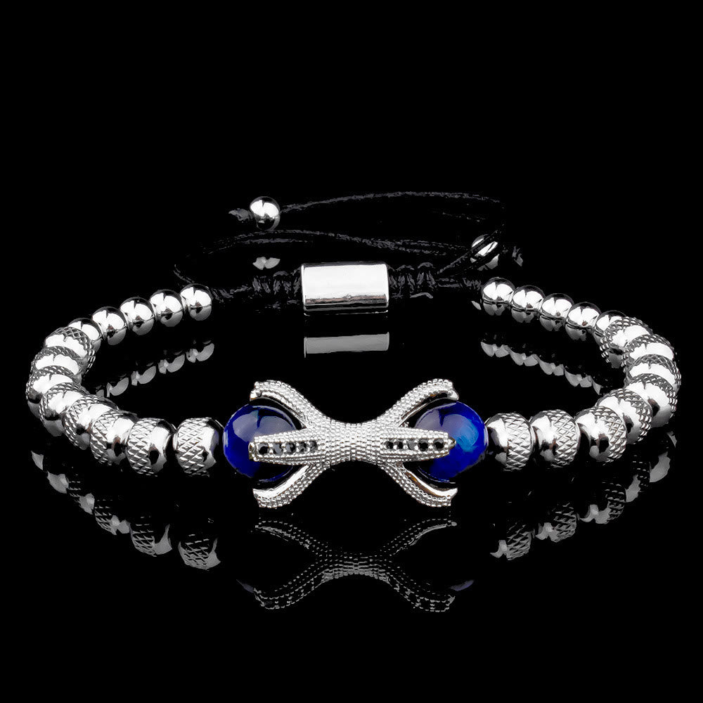 Set of Three Stylish Bracelets for Men in Silver Color