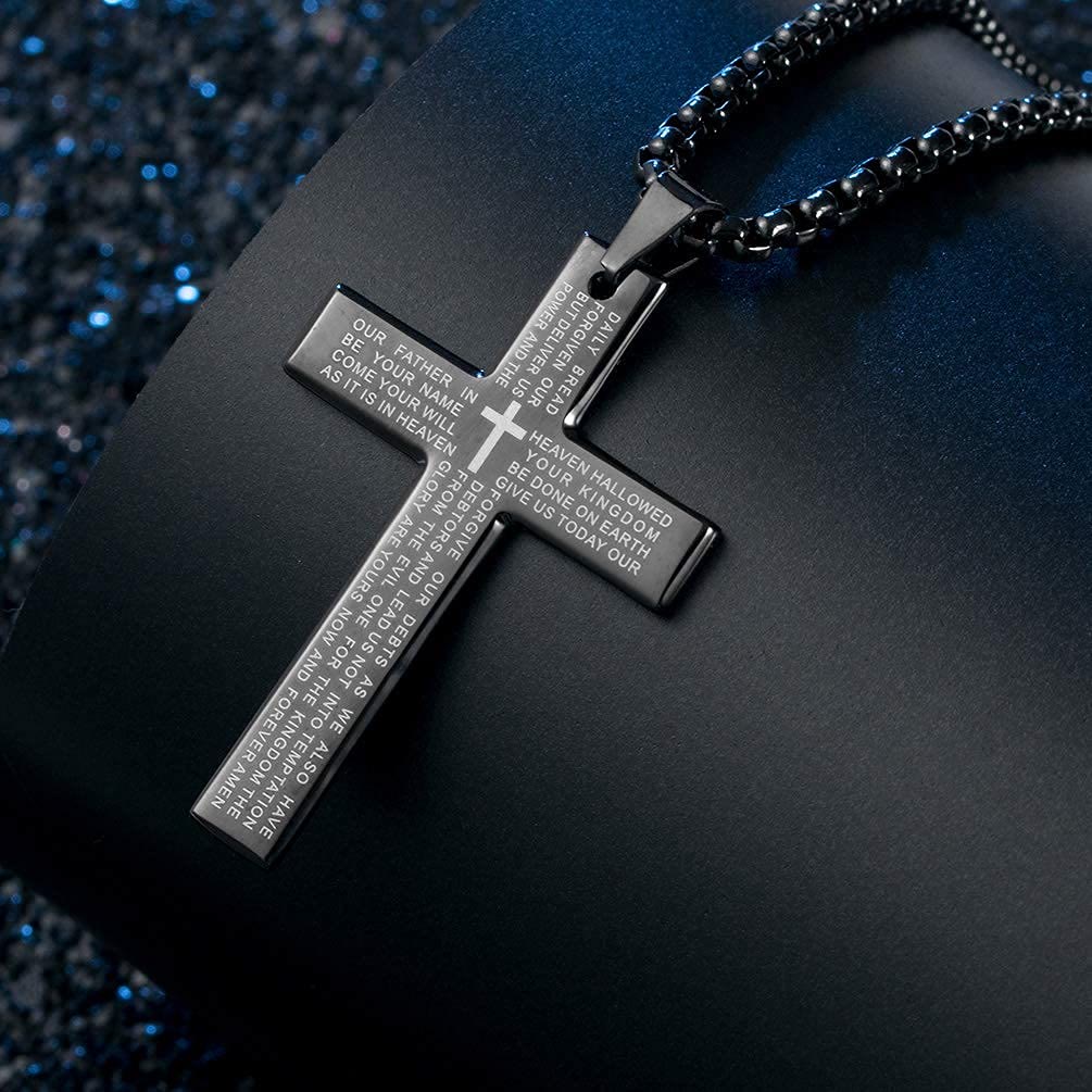 Limited Sale - Men's Cross Necklace with Lord's Prayer