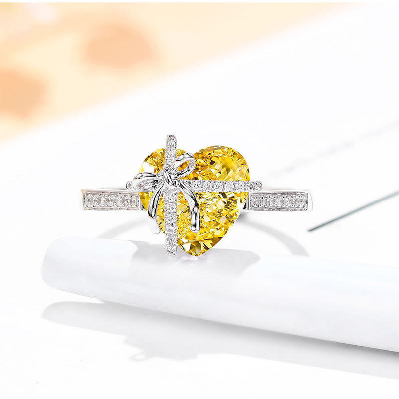 "Give you my heart"-Heart-Shaped Zircon Ring