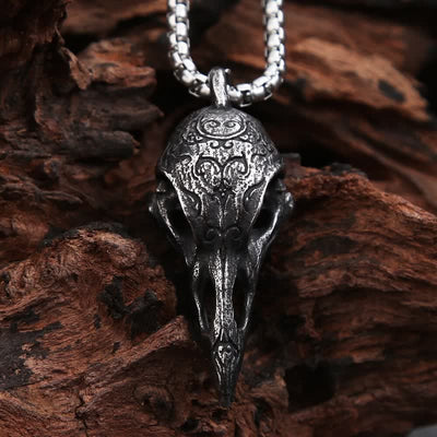 Men's Viking Raven Crow Skull Necklace