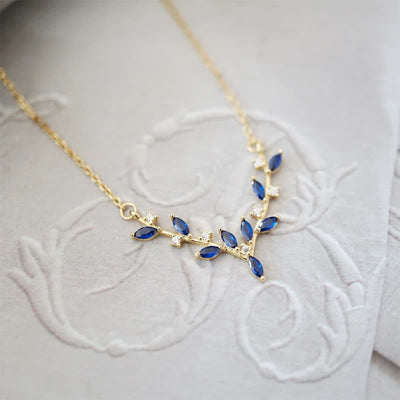 Women's Blue Skinny Antlers Necklace