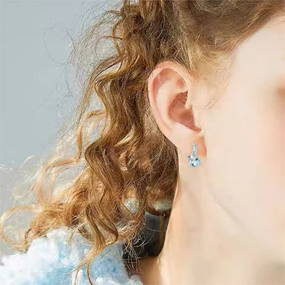 Triangle Ocean Blue Zircon Stud Earrings