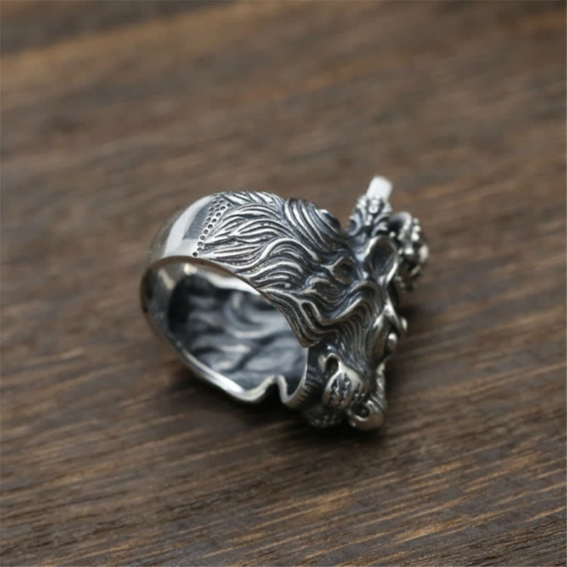 Men's Gothic Crown Lion Ring