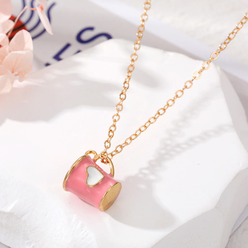 Creative Cute Colorful Heart Cup Necklace