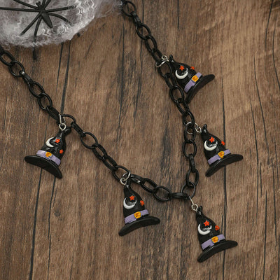 Pumpkin Skull Ghost Witch Hat Halloween Necklace