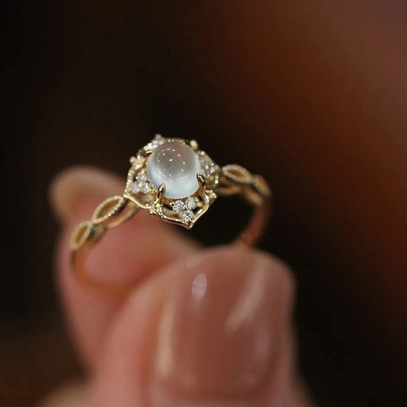 Romantic Dainty Moonstone Adjustable Ring