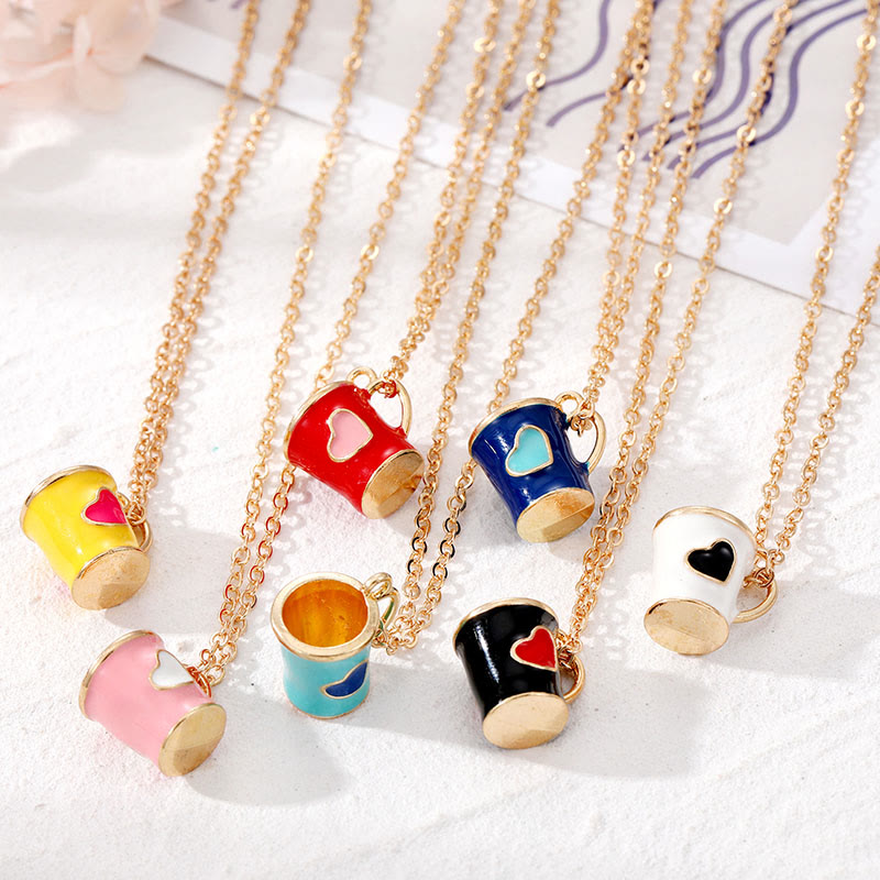 Creative Cute Colorful Heart Cup Necklace