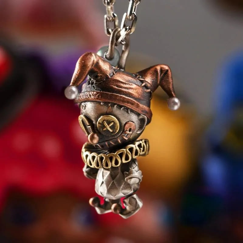 Clown Doll Joker Pendant Silver Necklace