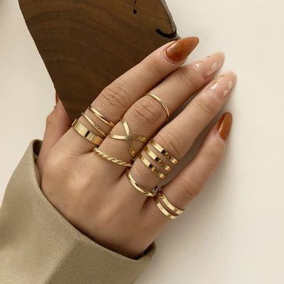 10Pcs Women's Bohemian Geometric Ring Set - #5 - image 5