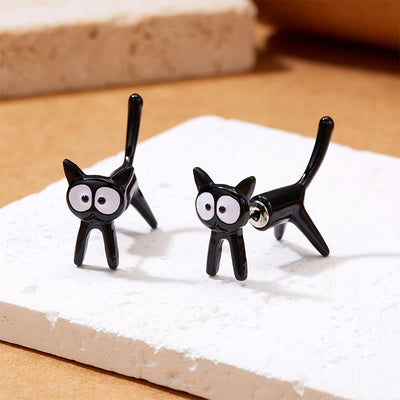 Unique Black White Cute Cat Stud