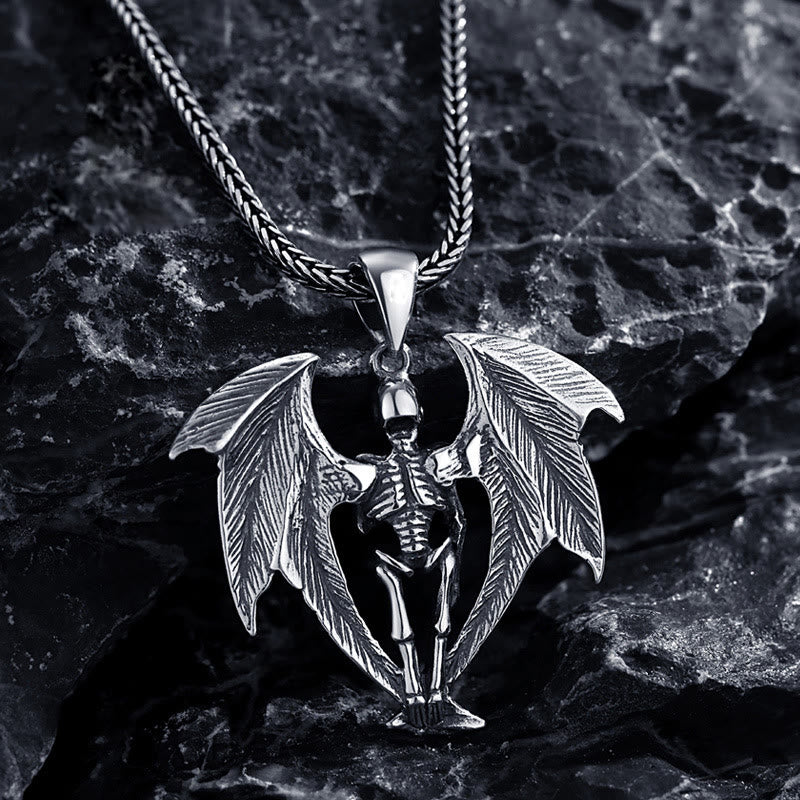 Winged Vampire Skull Necklace