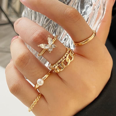 10Pcs Women's Bohemian Geometric Ring Set - #8 - image 8