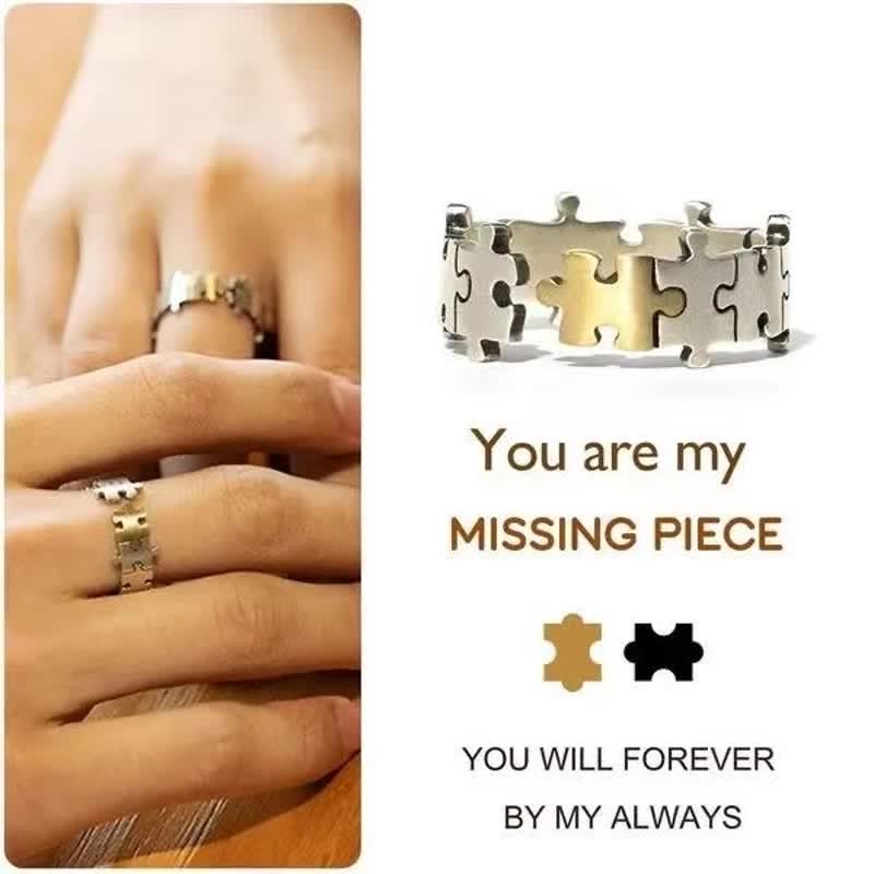 Geometric Jigsaw Puzzle Couple Ring