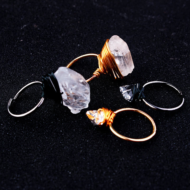 Olivenorma Handmade Natural Stone Crystal Wire Wrap Ring