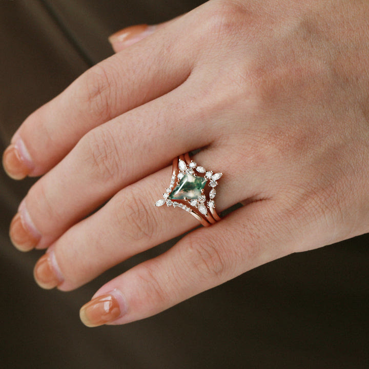 FREE Today: "Sense Of Tranquillity" 3 Pcs Natural Moss Agate Ring Set  - image 3