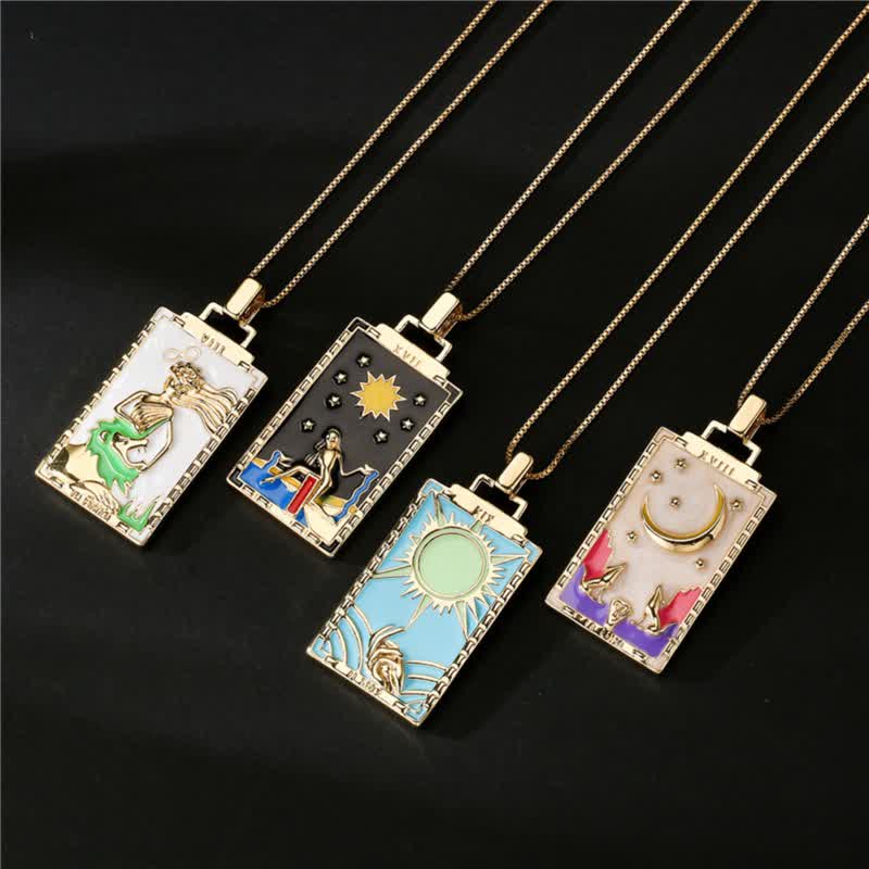 Olivenorma Moon Star Tarot Card Necklace