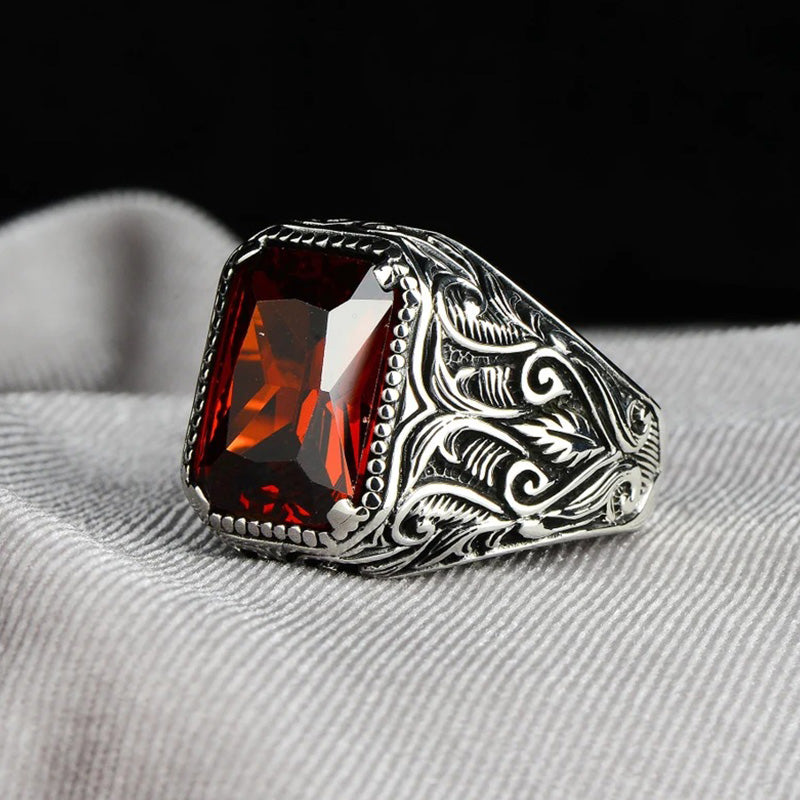 Limited Sale - Antique Silver Square Ruby Ring