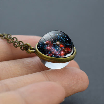 Solar System Double Side Glass Necklace